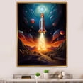 thumbnail image 1 of Designart "Stellar Voyage with the Rocketship II" Rocketship Floater Framed Wall Decor, 1 of 7