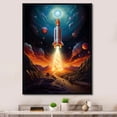 thumbnail image 1 of Designart "Stellar Voyage with the Rocketship II" Rocketship Floater Framed Wall Decor, 1 of 7