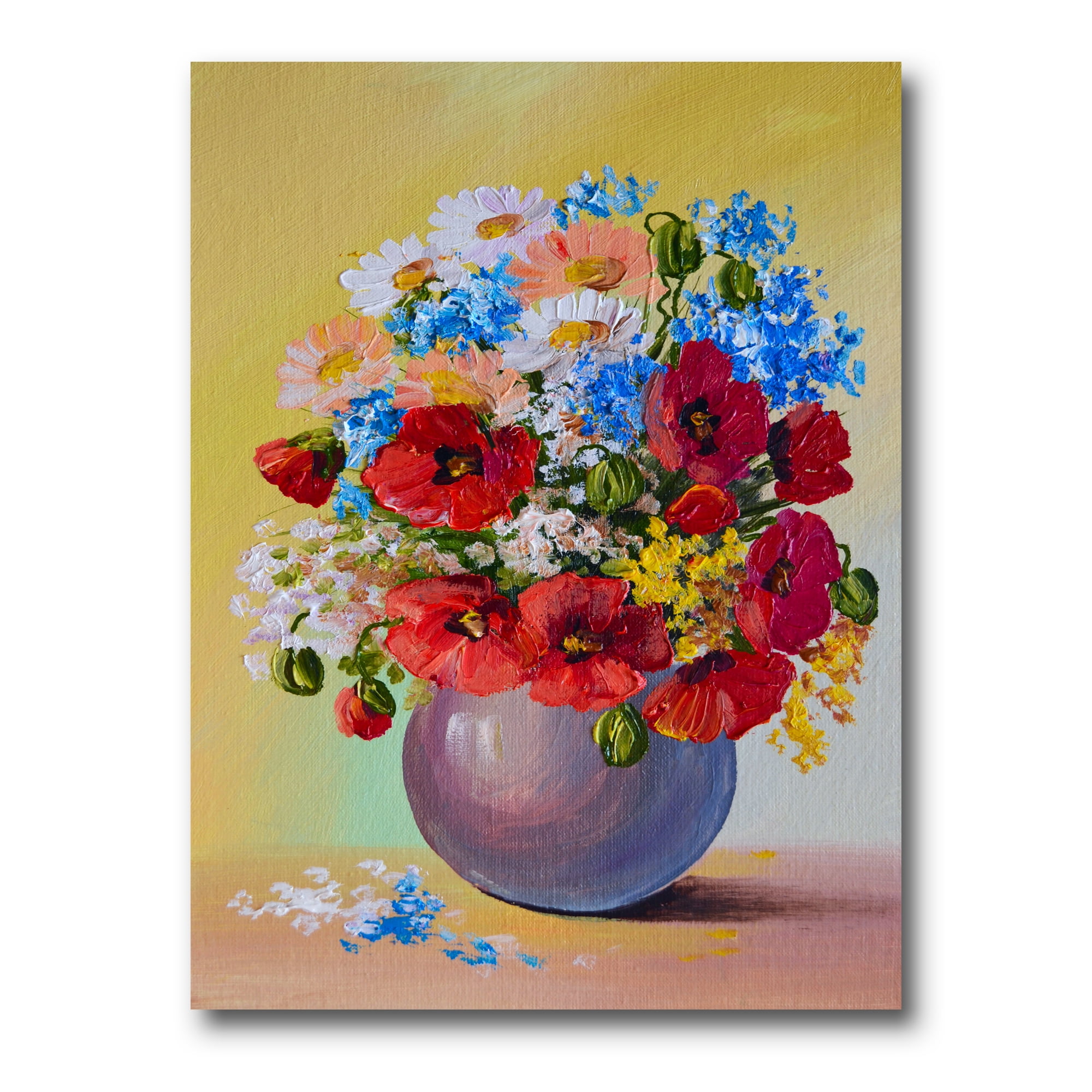 Designart ' Still Life A Bouquet Of Blue and Red Flowers ' Traditional Canvas Wall Art Print
