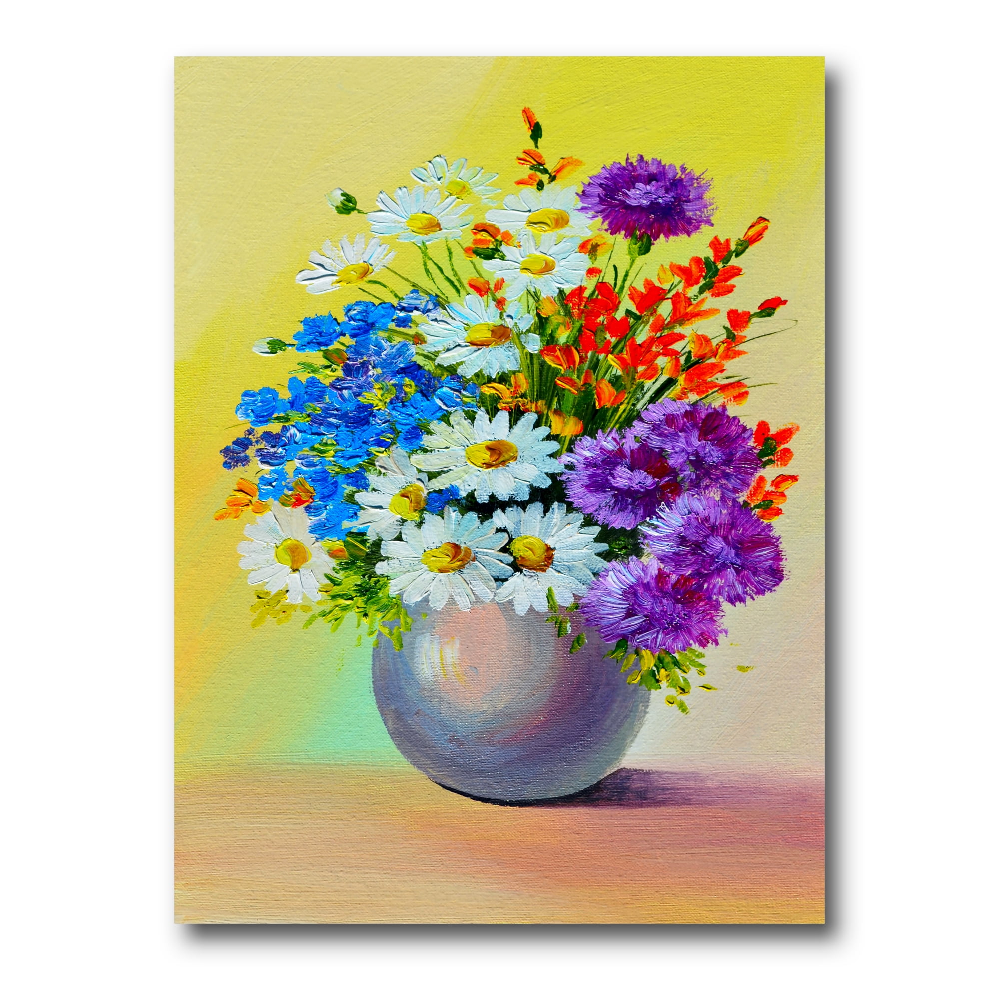 Designart ' Still Life A Bouquet Of Red Blue & White Flowers ' Traditional Canvas Wall Art Print
