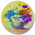 thumbnail image 1 of Designart 'Still Life A Bouquet Of Red Blue & White Flowers' Traditional Circle Metal Wall Art 36x36 - Disc of 36, 1 of 5