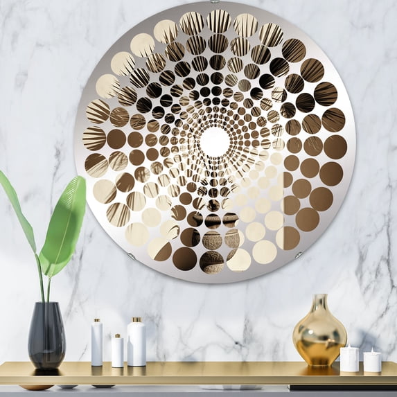 Designart "Still Life with Beige Palms and Palm Trees Bouquet" Palms & Palm Trees Radial Dot Round Wall Mirror - Floral Oval Printed Decorative Mirror - Multiple Color Options
