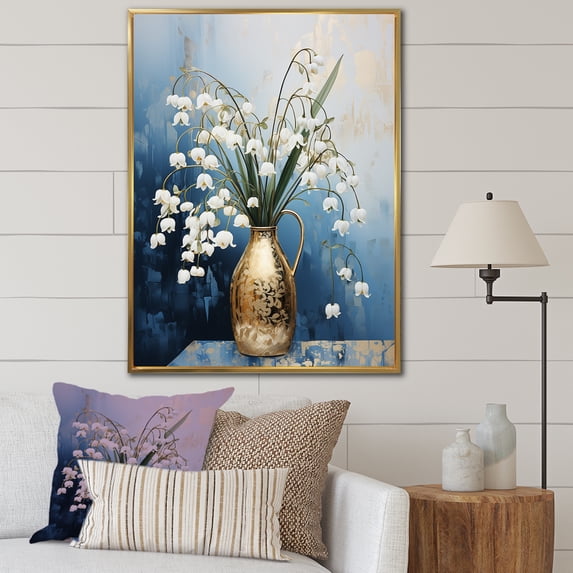 Designart "Still Life In Cool Hues" Snowdrops Floater Framed Wall Decor