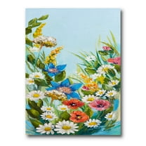 Designart ' Still Life Of Colorful Wildflowers With Leaves I ' Traditional Canvas Wall Art Print