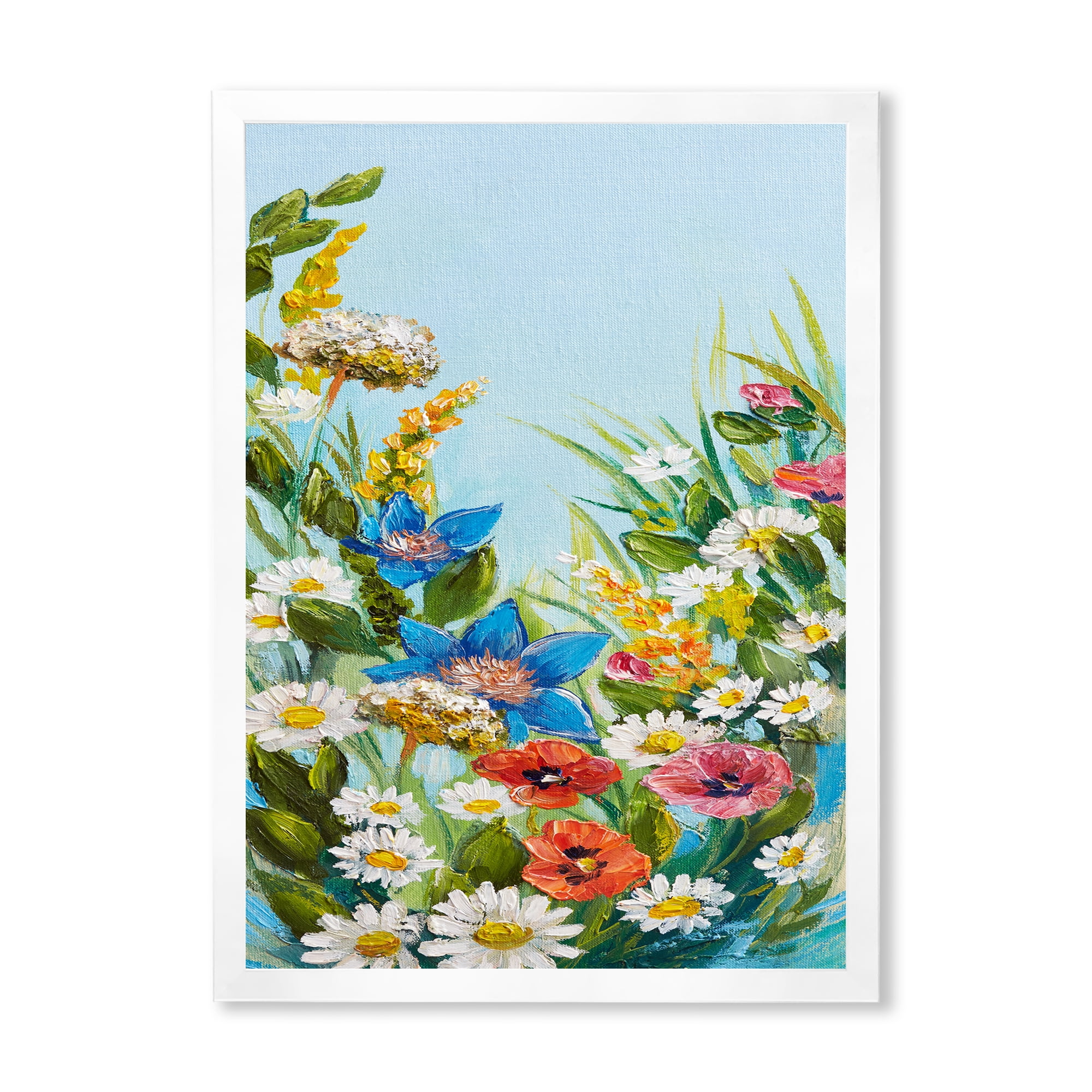 Designart 'Still Life Of Colorful Wildflowers With Leaves I' Traditional Framed Art Print