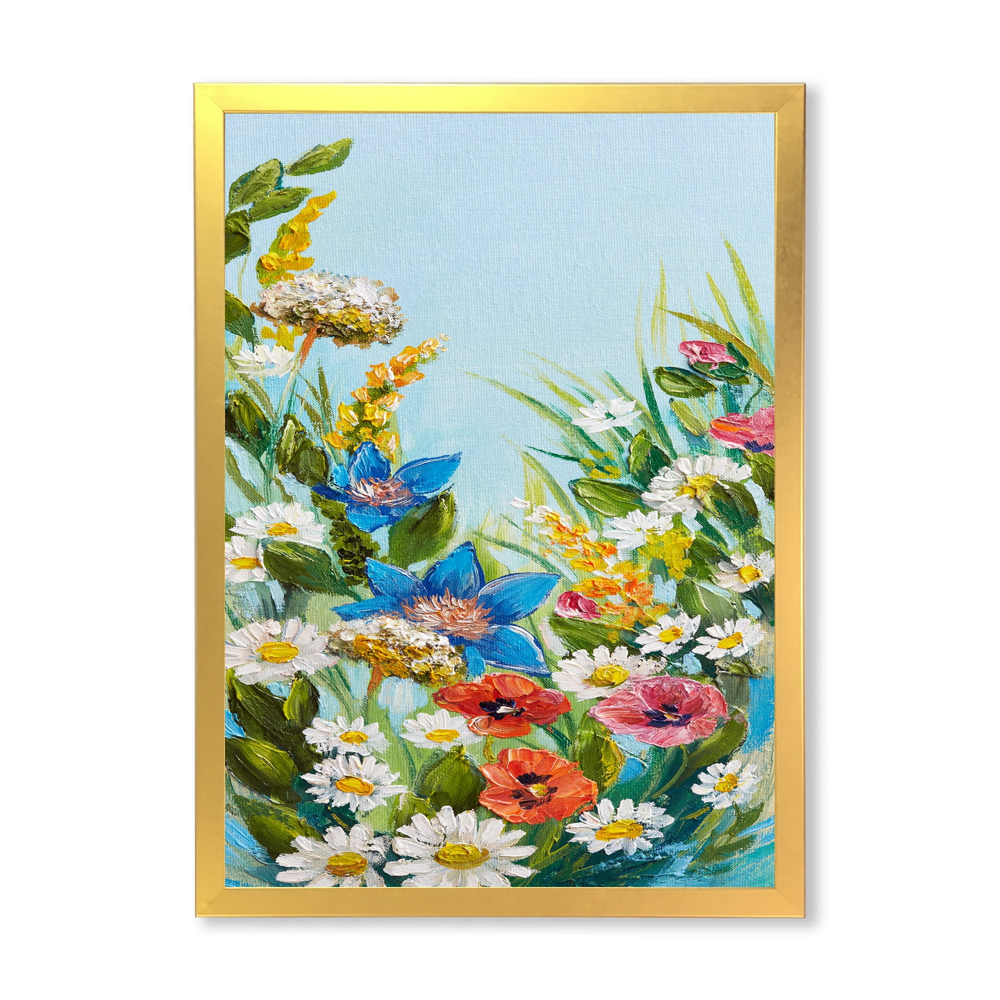 Designart 'Still Life Of Colorful Wildflowers With Leaves I' Traditional Framed Art Print