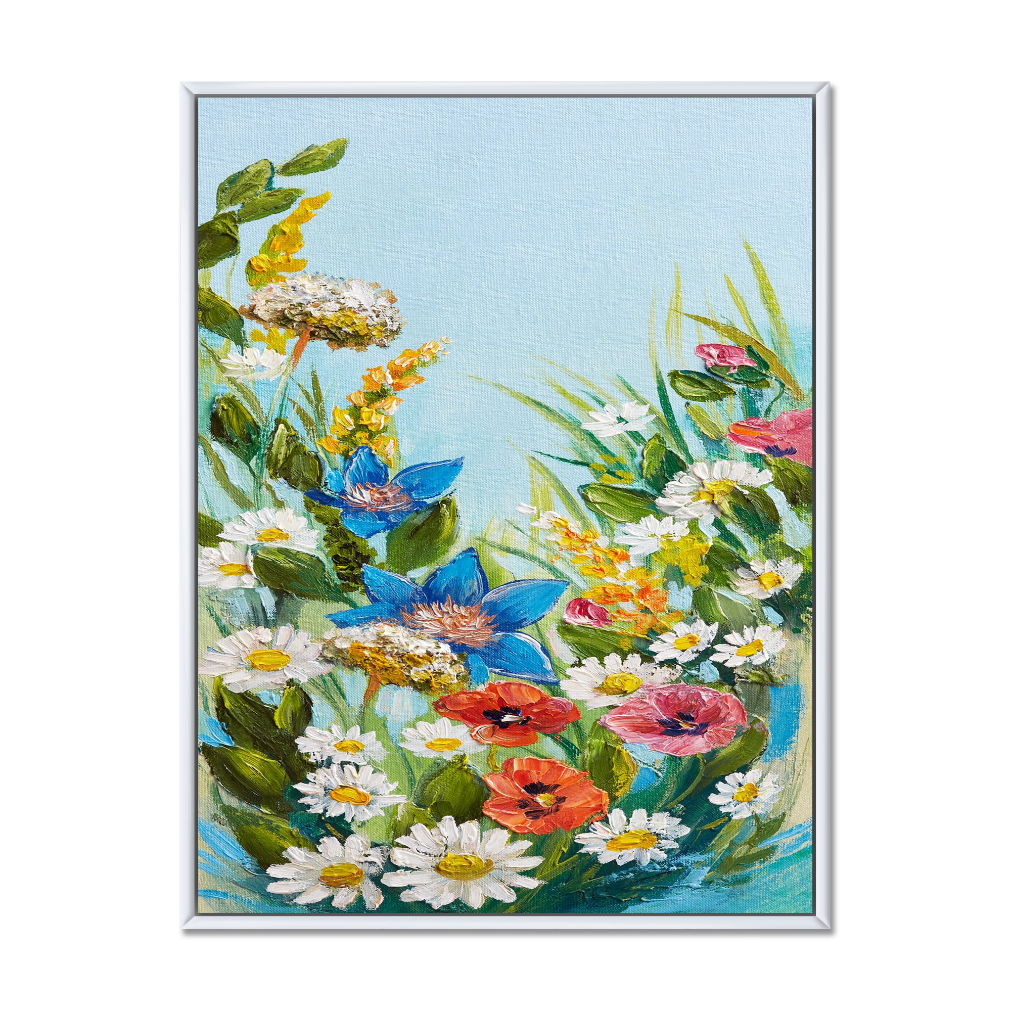 Designart 'Still Life Of Colorful Wildflowers With Leaves I' Traditional Framed Canvas Wall Art Print