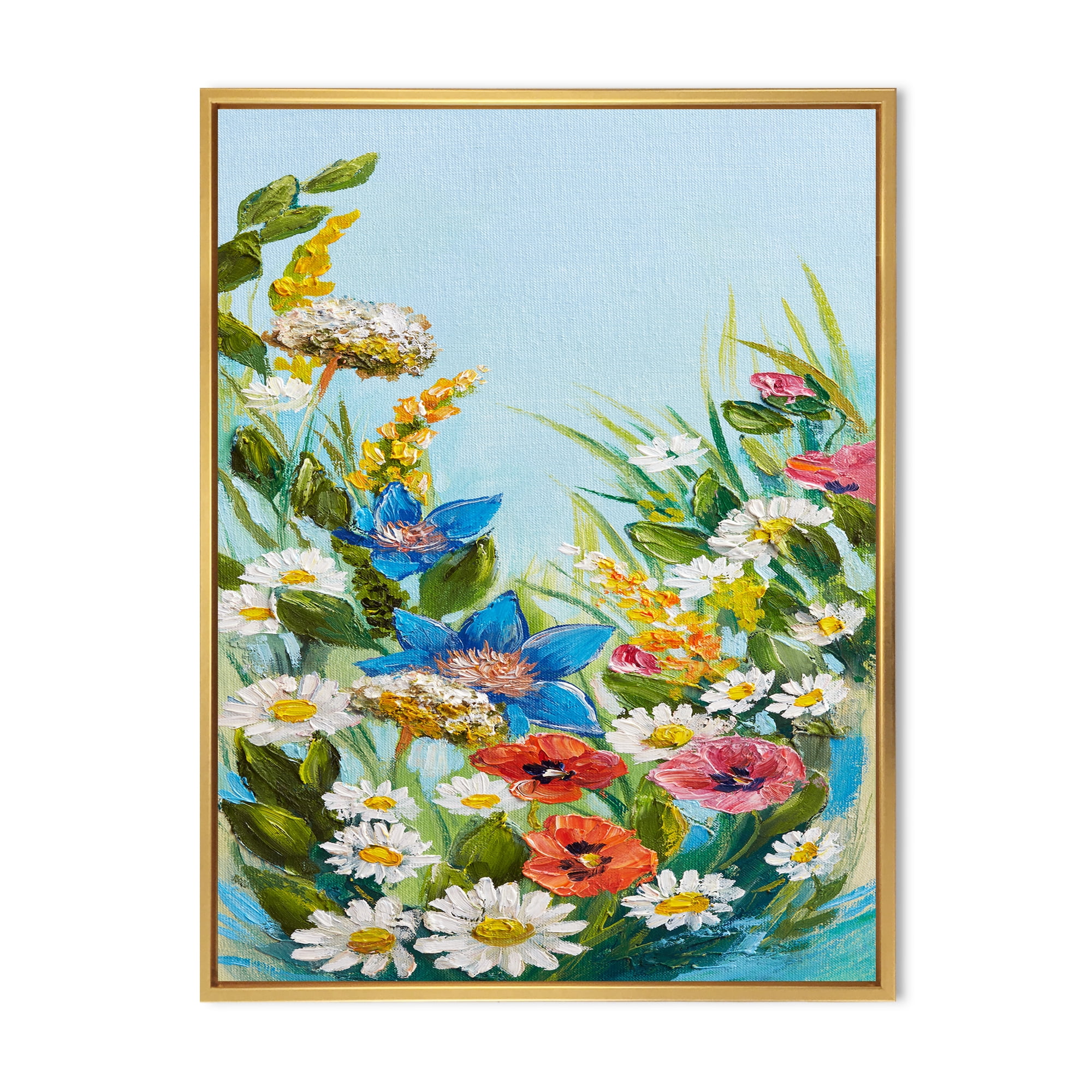 Designart 'Still Life Of Colorful Wildflowers With Leaves I' Traditional Framed Canvas Wall Art Print