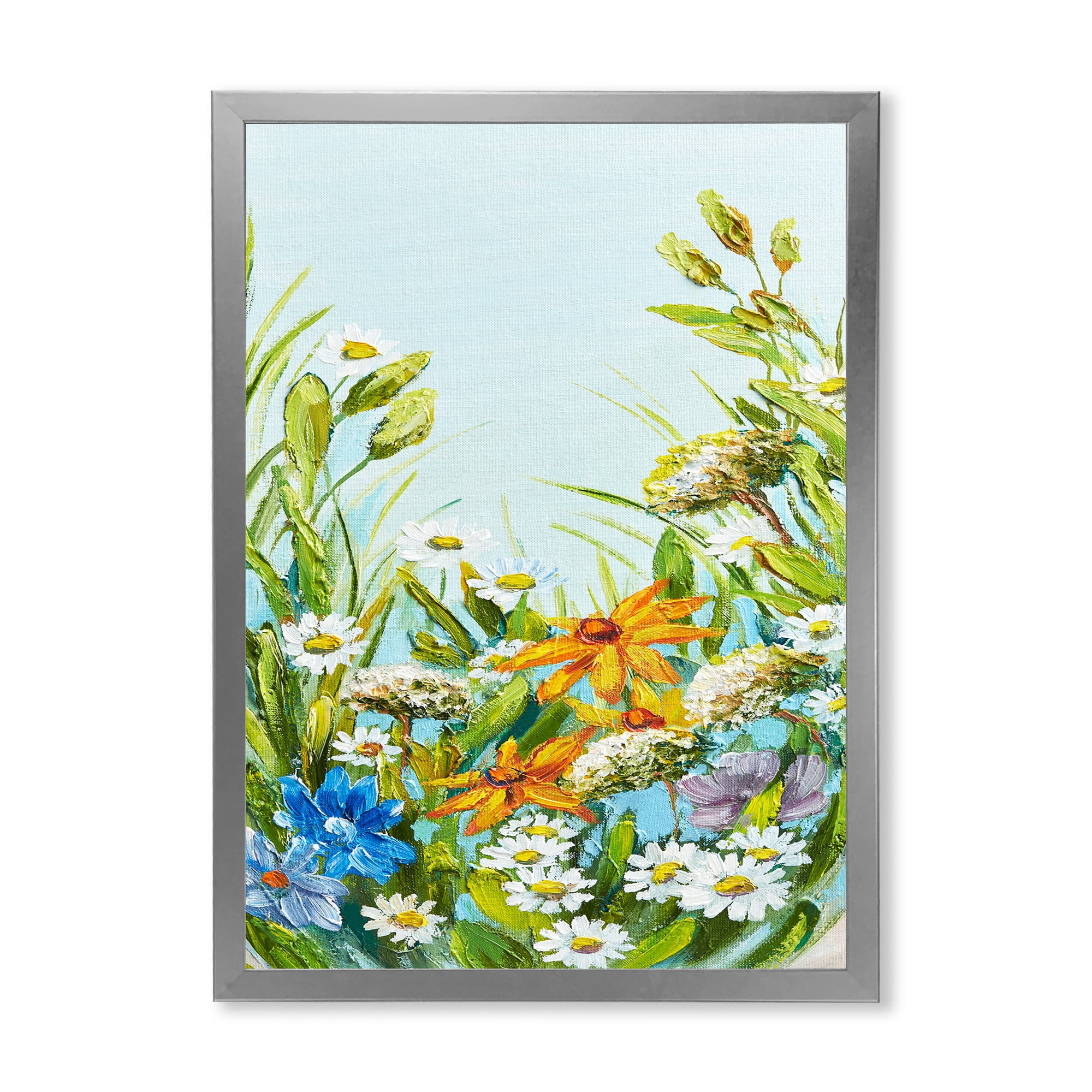 Designart 'Still Life Of Colorful Wildflowers With Leaves II' Traditional Framed Art Print