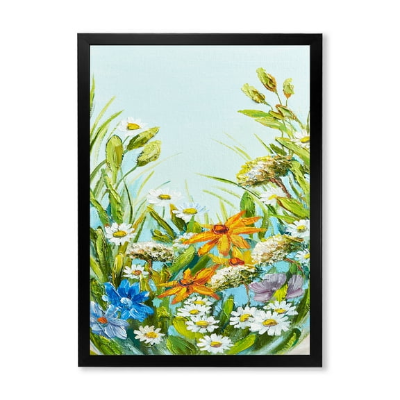 Designart 'Still Life Of Colorful Wildflowers With Leaves II' Traditional Framed Art Print