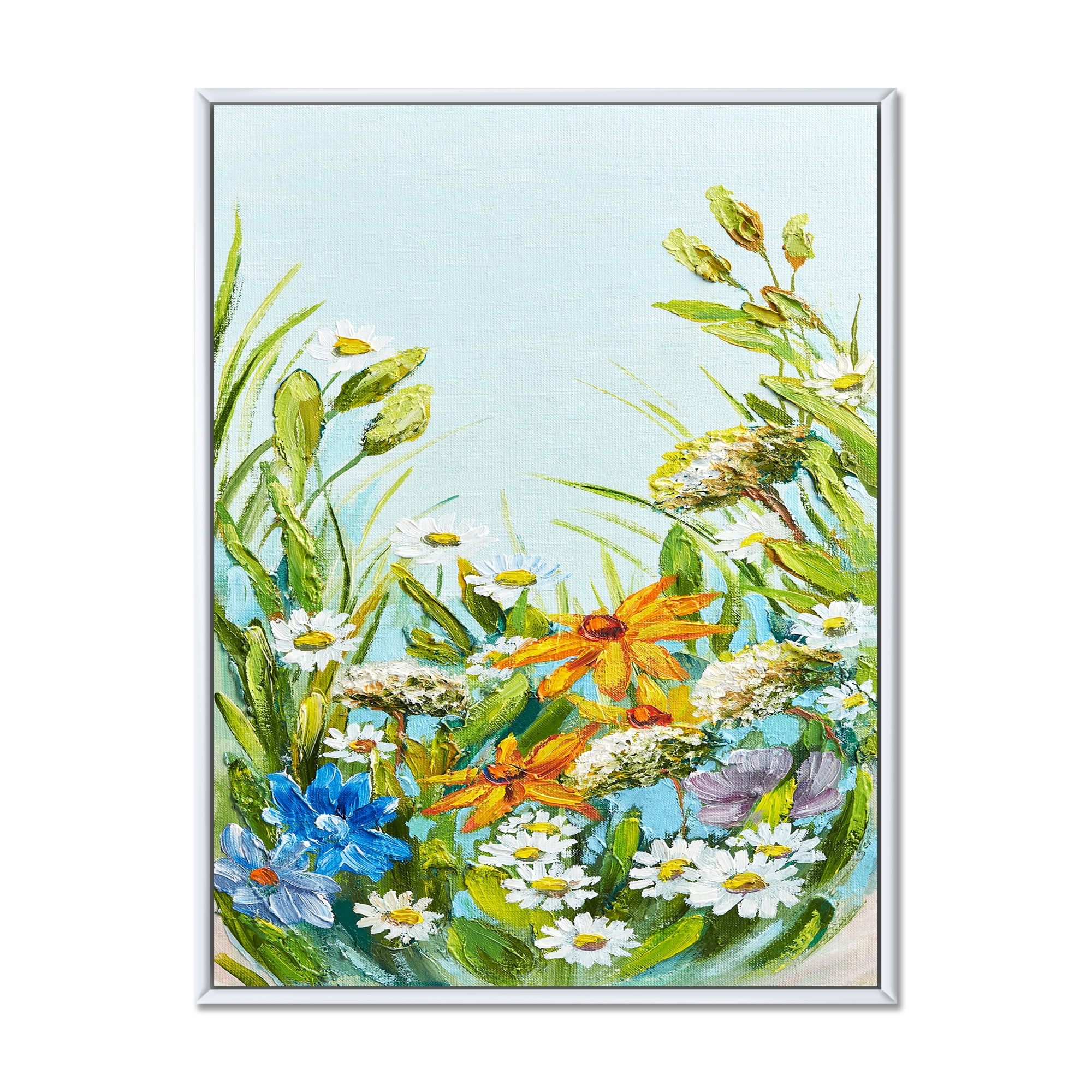 Designart 'Still Life Of Colorful Wildflowers With Leaves II' Traditional Framed Canvas Wall Art Print