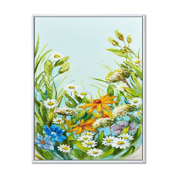 Designart 'Still Life Of Colorful Wildflowers With Leaves II' Traditional Framed Canvas Wall Art Print