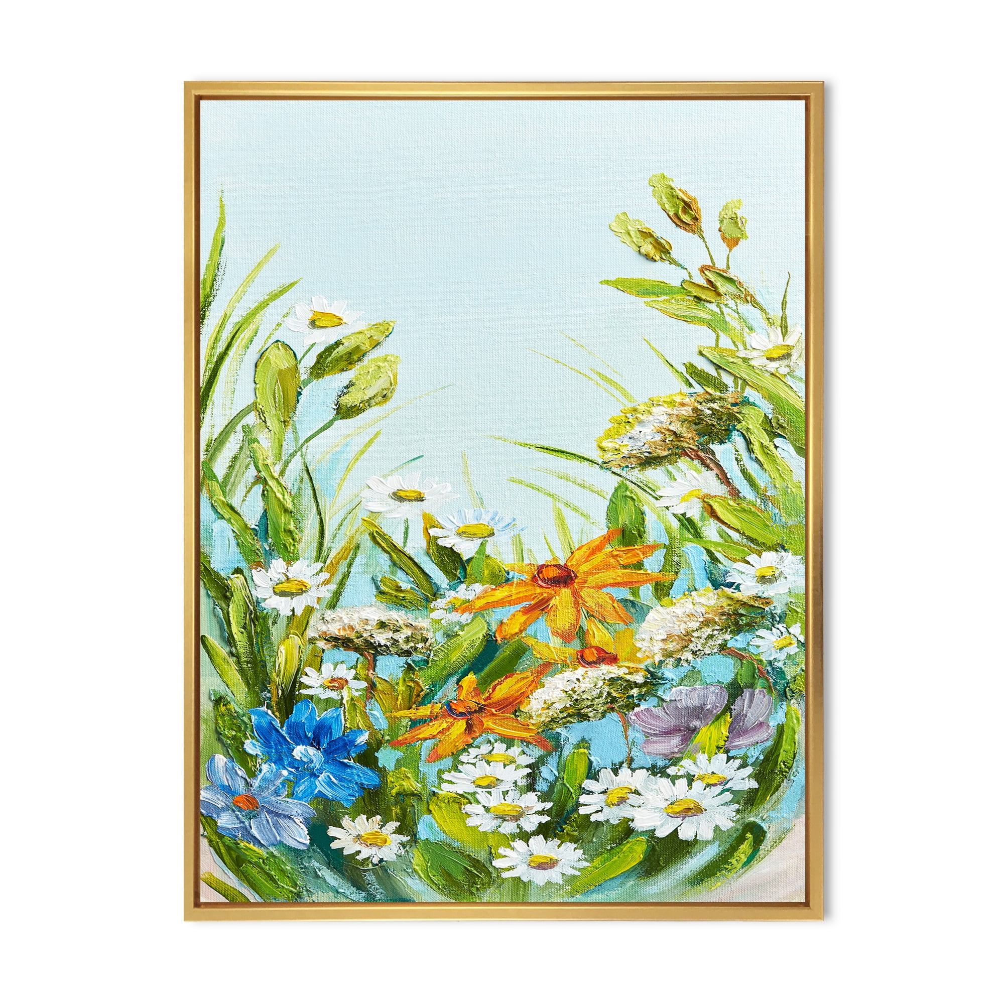 Designart 'Still Life Of Colorful Wildflowers With Leaves II' Traditional Framed Canvas Wall Art Print