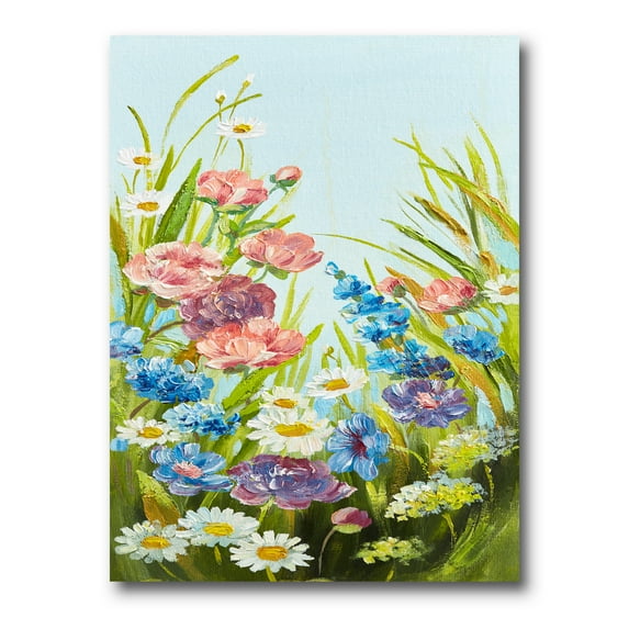 Designart ' Still Life Of Colorful Wildflowers With Leaves III ' Traditional Canvas Wall Art Print