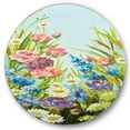 thumbnail image 1 of Designart 'Still Life Of Colorful Wildflowers With Leaves III' Traditional Circle Metal Wall Art 36x36 - Disc of 36, 1 of 5