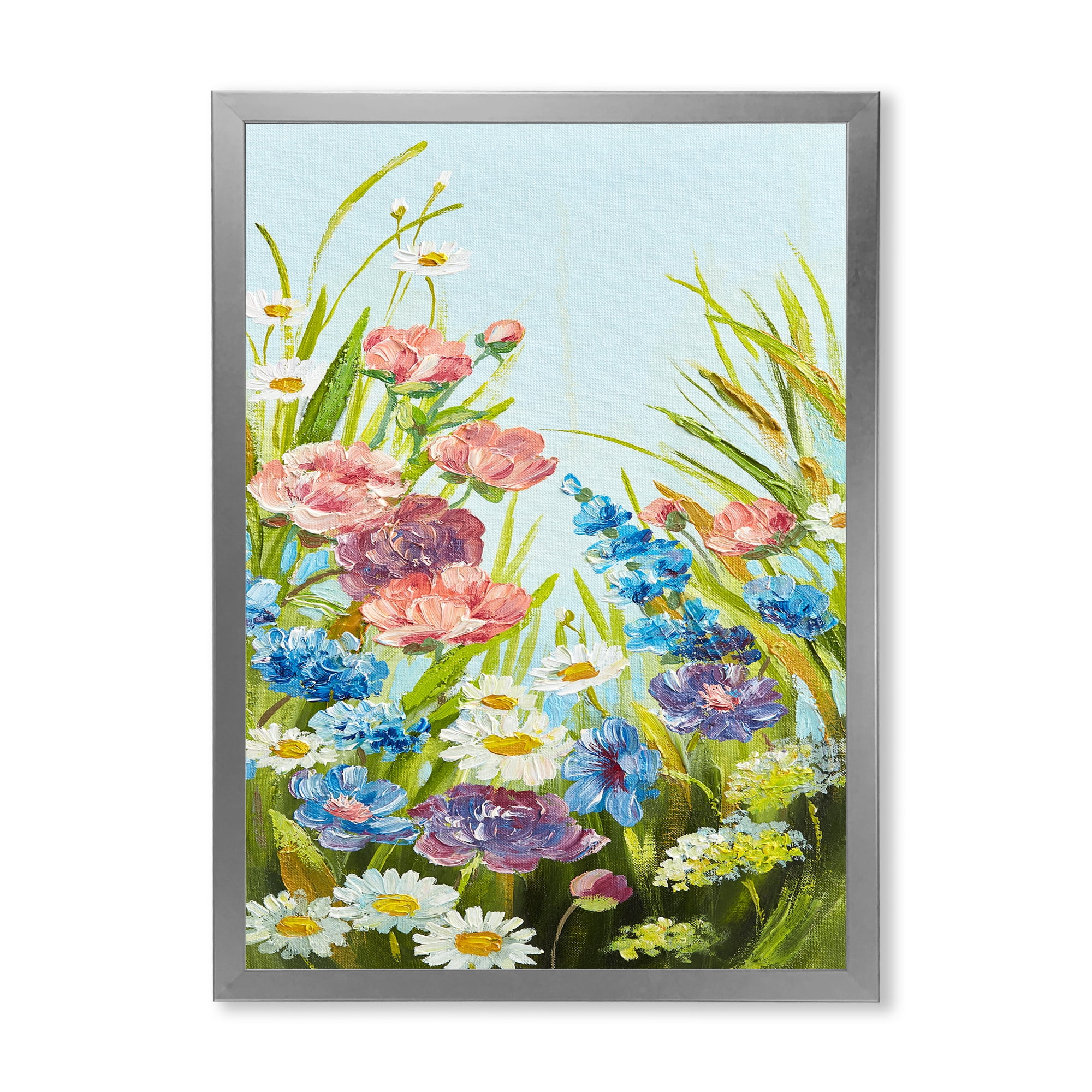 Designart 'Still Life Of Colorful Wildflowers With Leaves III' Traditional Framed Art Print