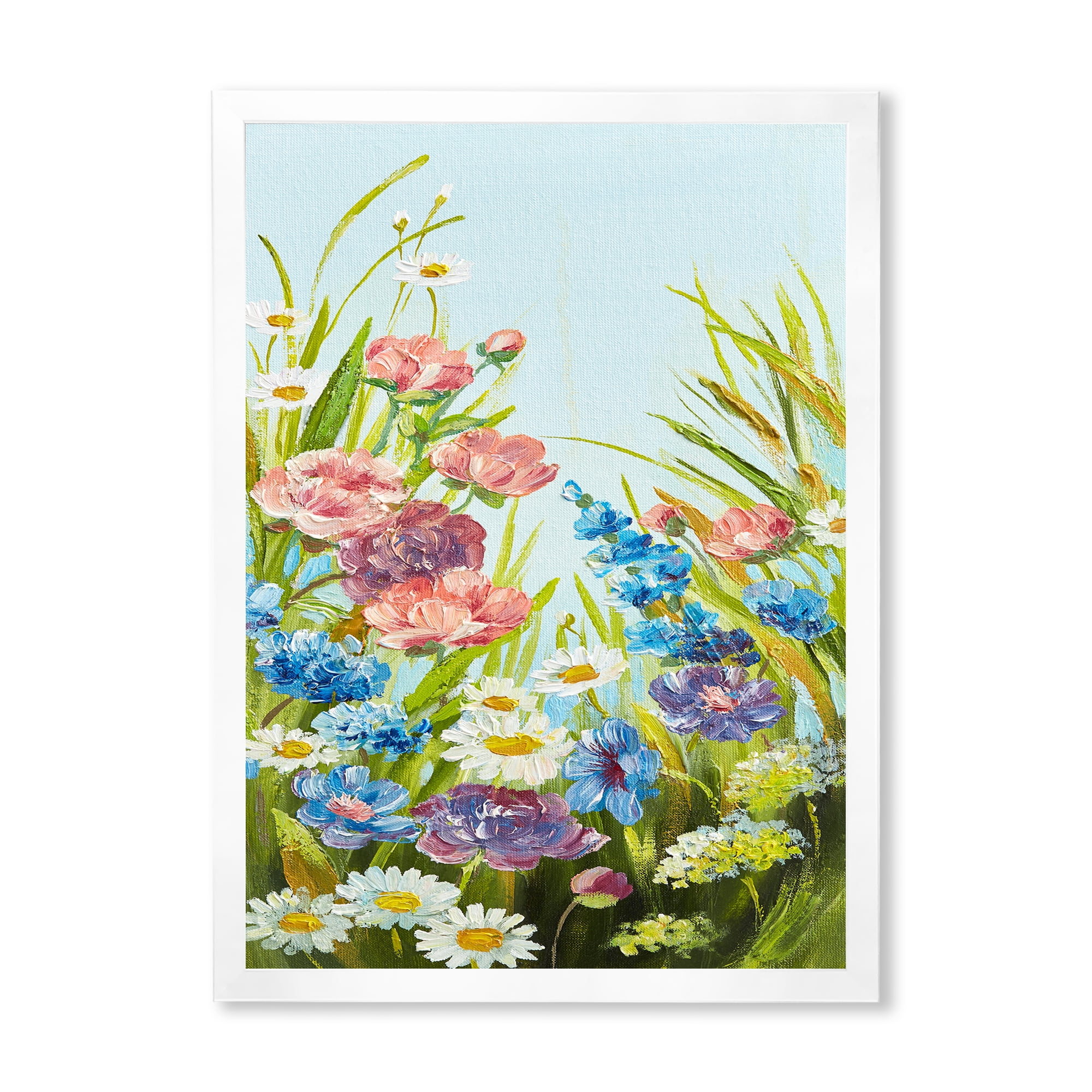 Designart 'Still Life Of Colorful Wildflowers With Leaves III' Traditional Framed Art Print