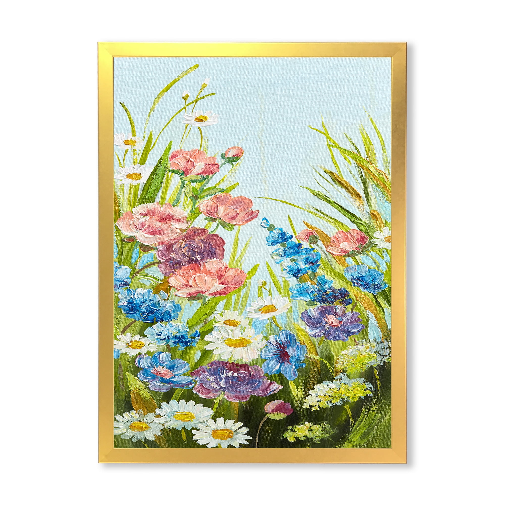Designart 'Still Life Of Colorful Wildflowers With Leaves III' Traditional Framed Art Print