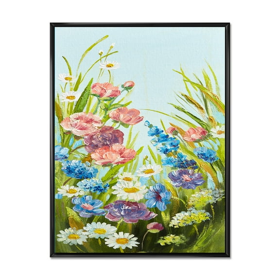 Designart 'Still Life Of Colorful Wildflowers With Leaves III' Traditional Framed Canvas Wall Art Print