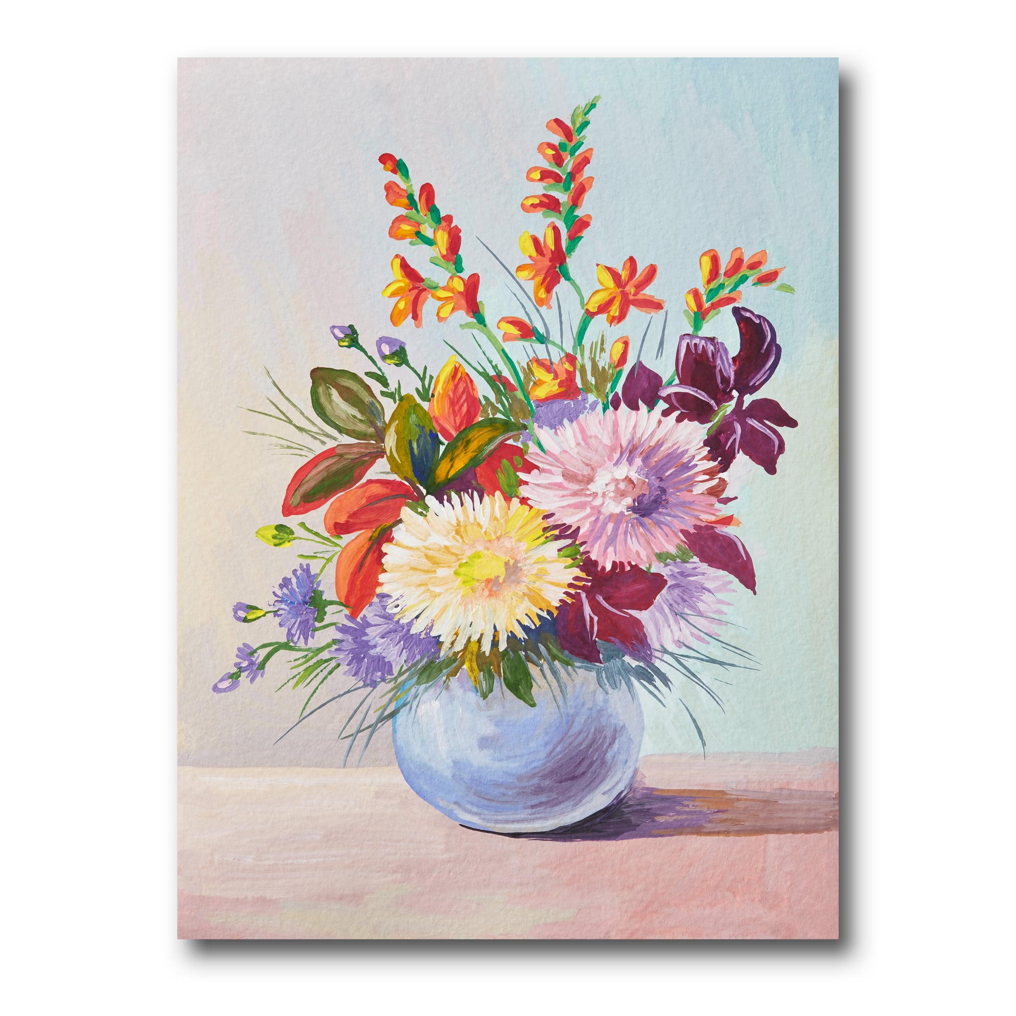 Designart ' Still Life With Asters On Colorful Flowers In Vase ' Traditional Canvas Wall Art Print