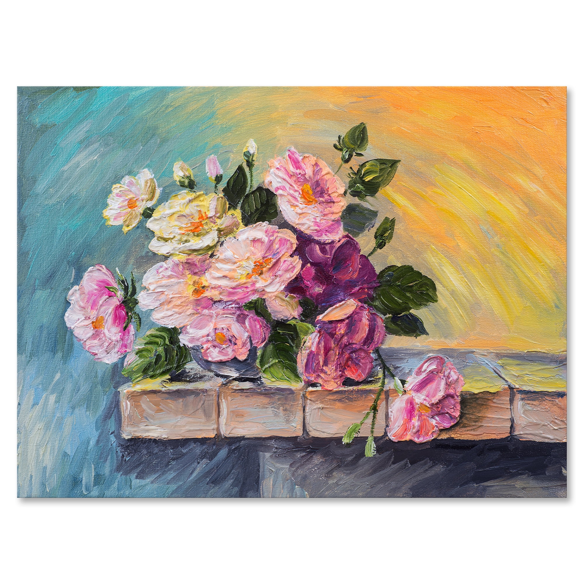 Designart ' Still Life With Bouquet Of Pink Flowers ' Traditional Canvas Wall Art Print