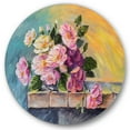 thumbnail image 1 of Designart 'Still Life With Bouquet Of Pink Flowers' Traditional Circle Metal Wall Art 23x23 - Disc of 23, 1 of 5