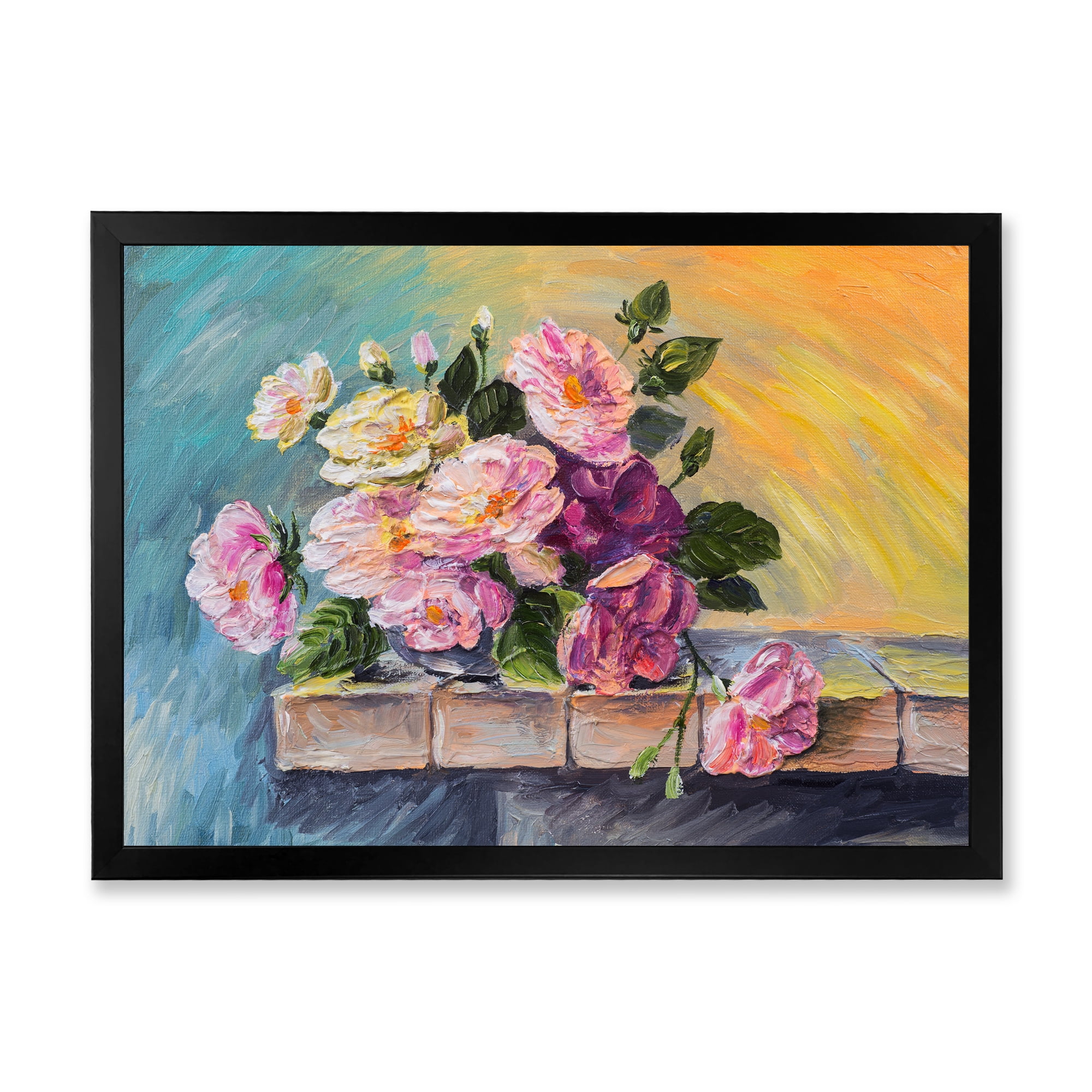 Designart 'Still Life With Bouquet Of Pink Flowers' Traditional Framed Art Print