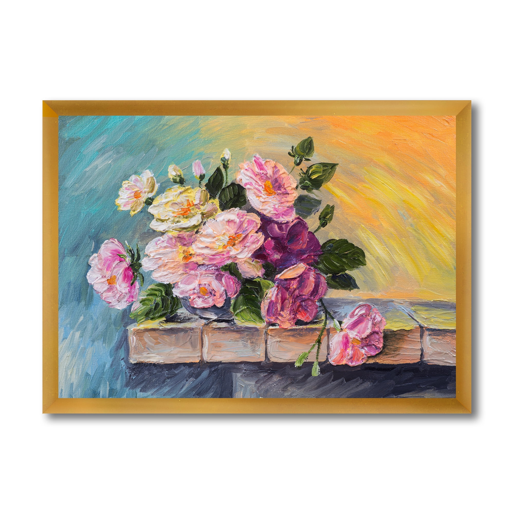 Designart 'Still Life With Bouquet Of Pink Flowers' Traditional Framed Art Print