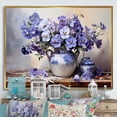 thumbnail image 1 of Designart "Still Life With Purple Pansies" Pansies Floater Framed Canvas Art Print, 1 of 5