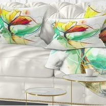 Designart Still Life of Yellow Red Color Flower - Floral Throw Pillow - 12x20