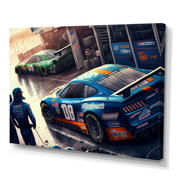 Designart Stock Car Pit Stop IV Canvas Wall Art