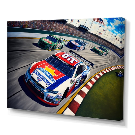 Designart Stock Car Racing Last Lap I Canvas Wall Art
