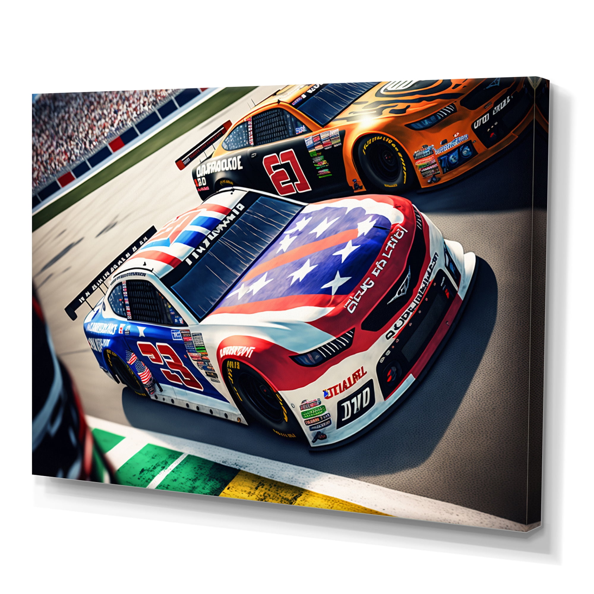 Designart Stock Car Racing Last Lap II Canvas Wall Art