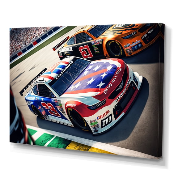 Designart Stock Car Racing Last Lap II Canvas Wall Art
