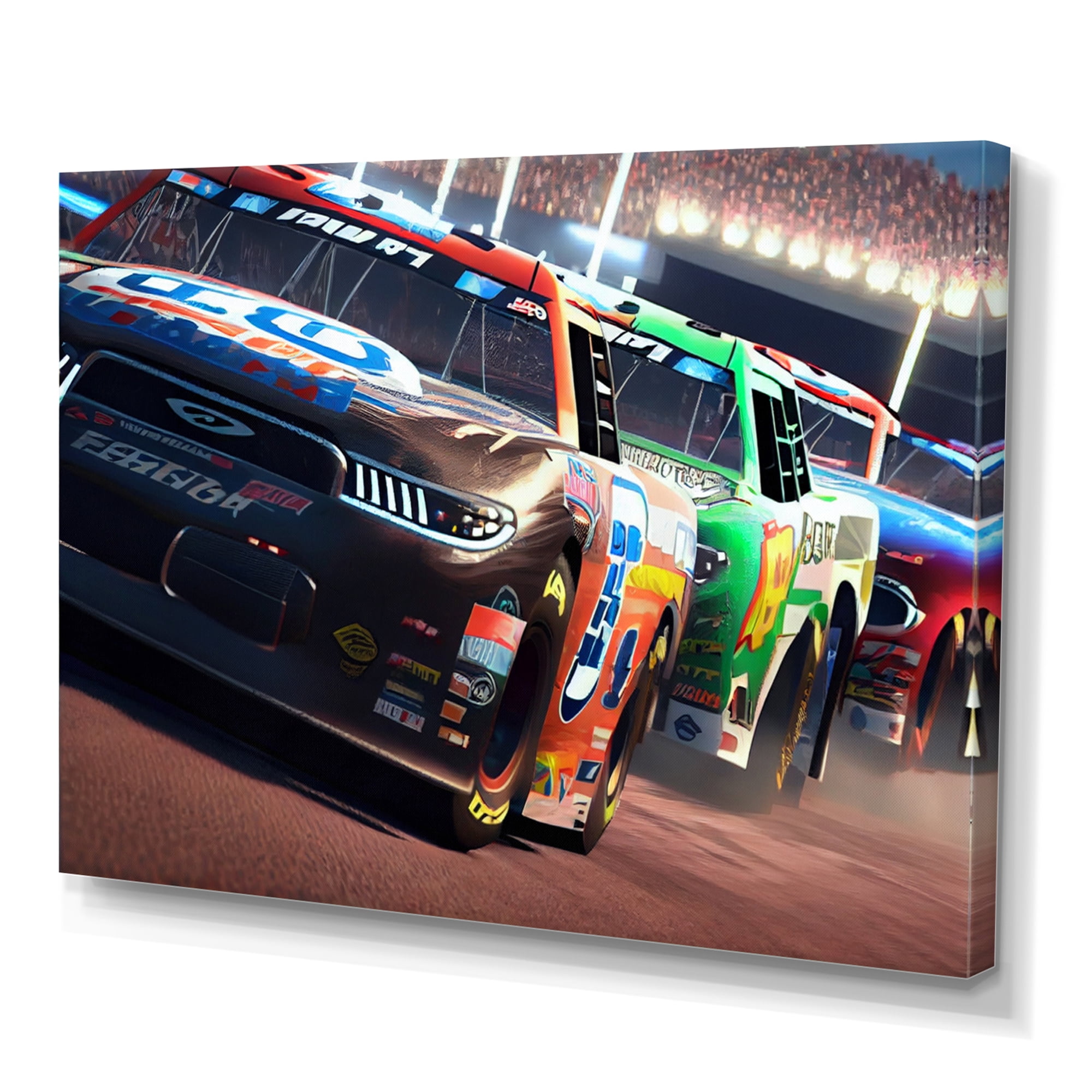 Designart Stock Car Racing Last Lap V Canvas Wall Art