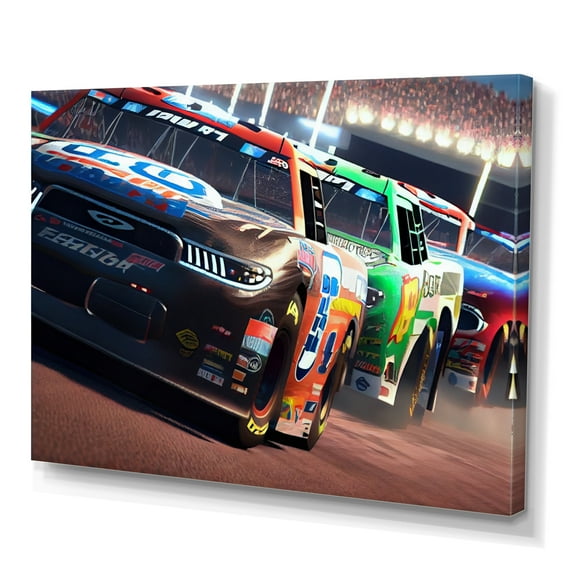 Designart Stock Car Racing Last Lap V Canvas Wall Art