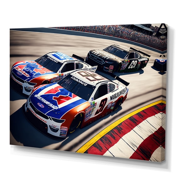 Designart Stock Car Racing Last Lap VII Canvas Wall Art