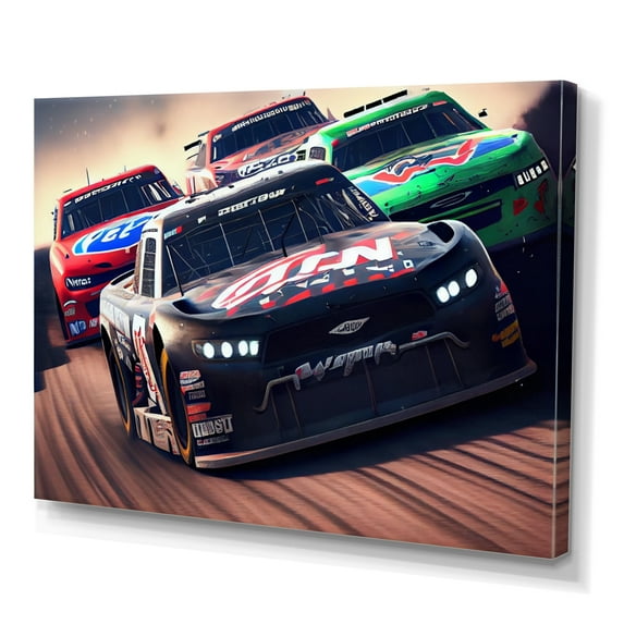 Designart Stock Car Racing Last Lap VIII Canvas Wall Art