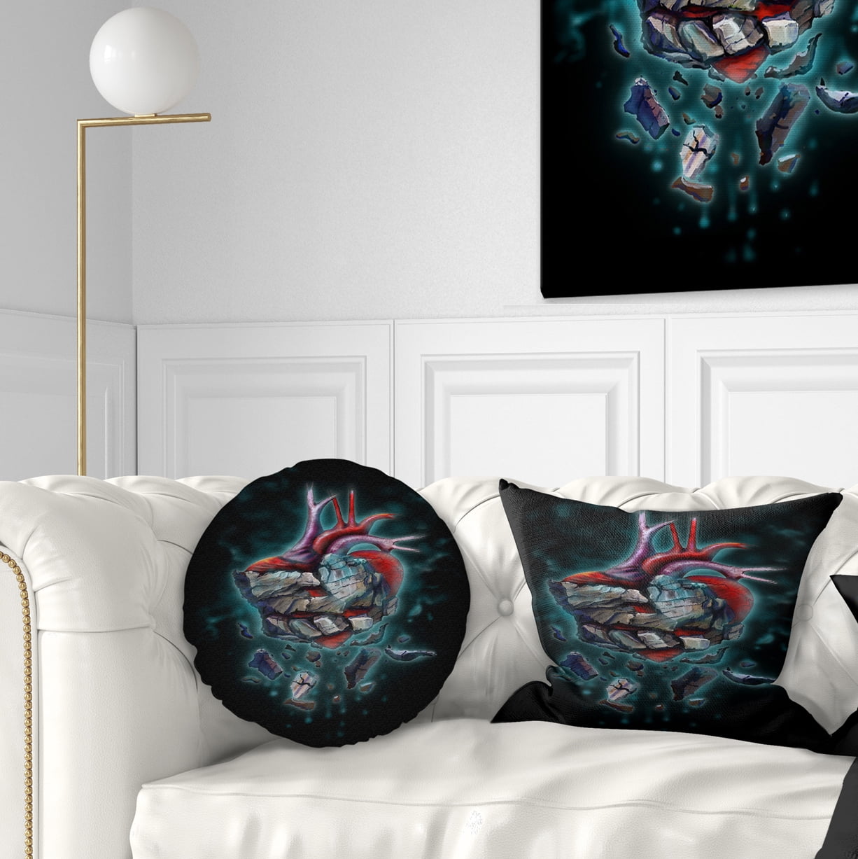 Designart Stone Heart Revival - Abstract Throw Pillow - 12x20