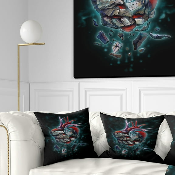 Designart Stone Heart Revival - Abstract Throw Pillow - 18x18