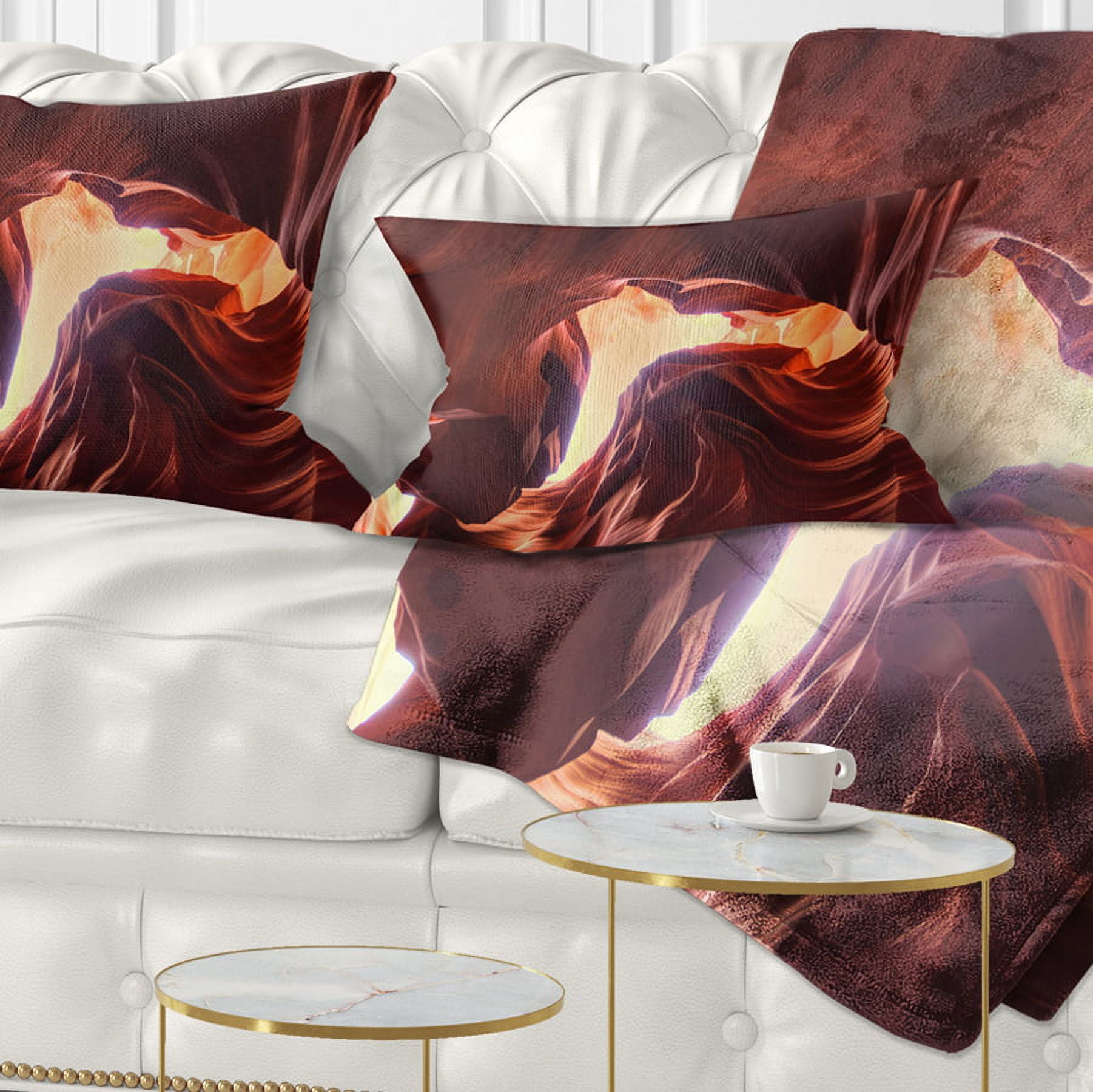 Designart Stone Structures In Lower Antelope Canyon - Photography Throw Pillow - 12x20