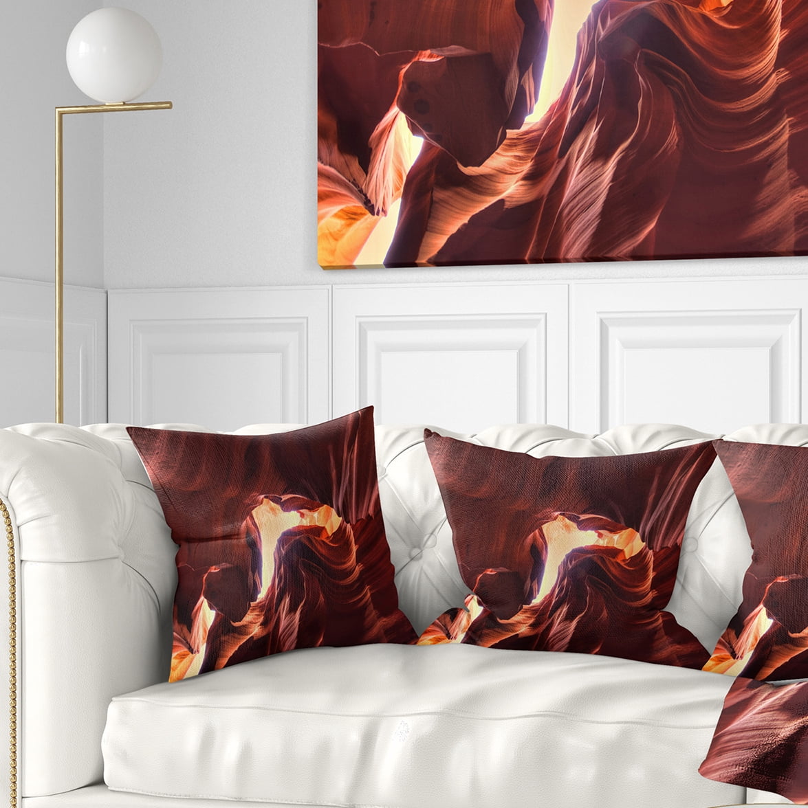 Designart Stone Structures In Lower Antelope Canyon - Photography Throw Pillow - 18x18
