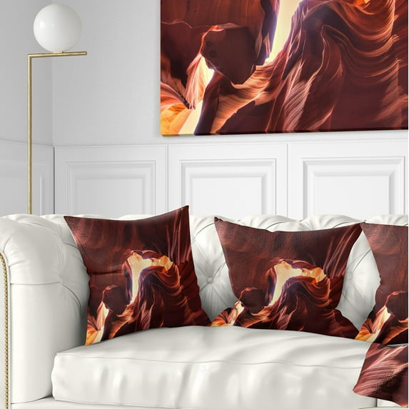 Designart Stone Structures In Lower Antelope Canyon - Photography Throw Pillow - 18x18