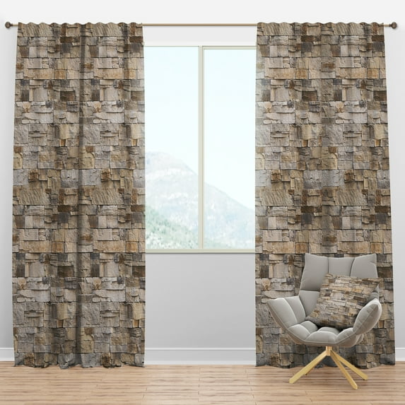 Designart 'Stone Wall I' Modern & Contemporary Blackout Curtain Panel