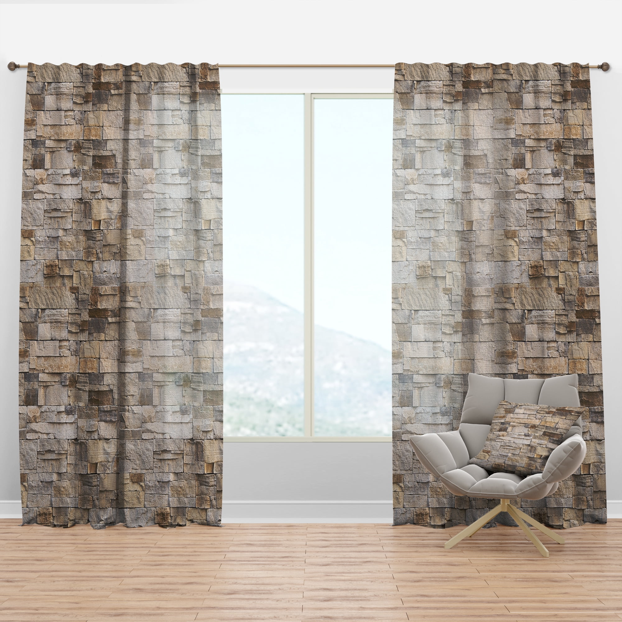 Designart 'Stone Wall I' Modern & Contemporary Curtain Panel