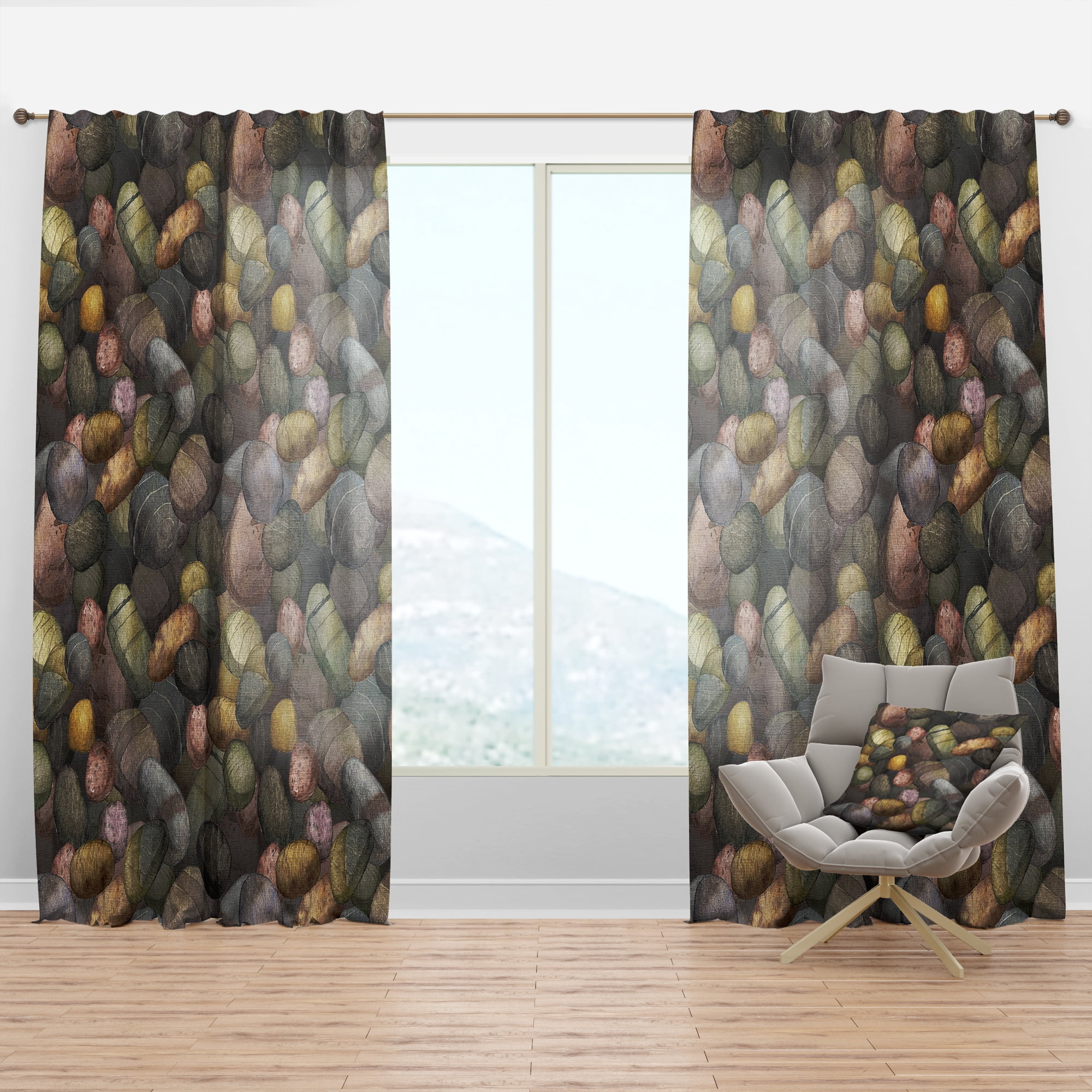 Designart 'Stones At Sea & Shore ' Nautical & Coastal Curtain Panel