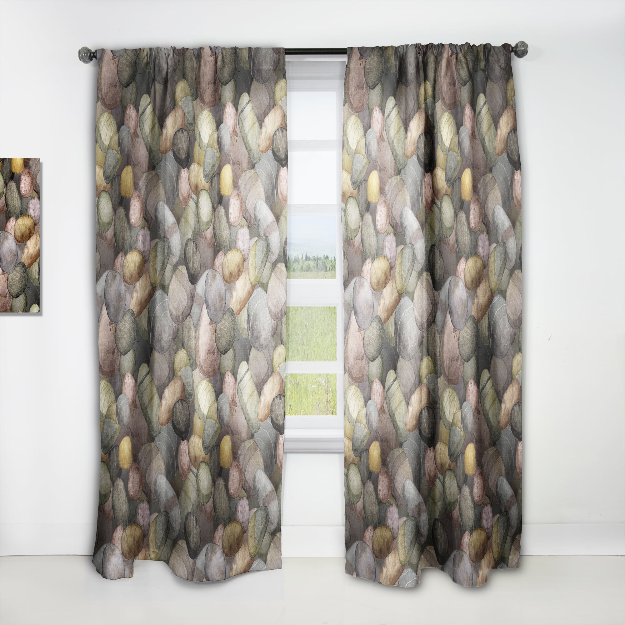 Designart 'Stones At Sea & Shore ' Nautical & Coastal Curtain Panel