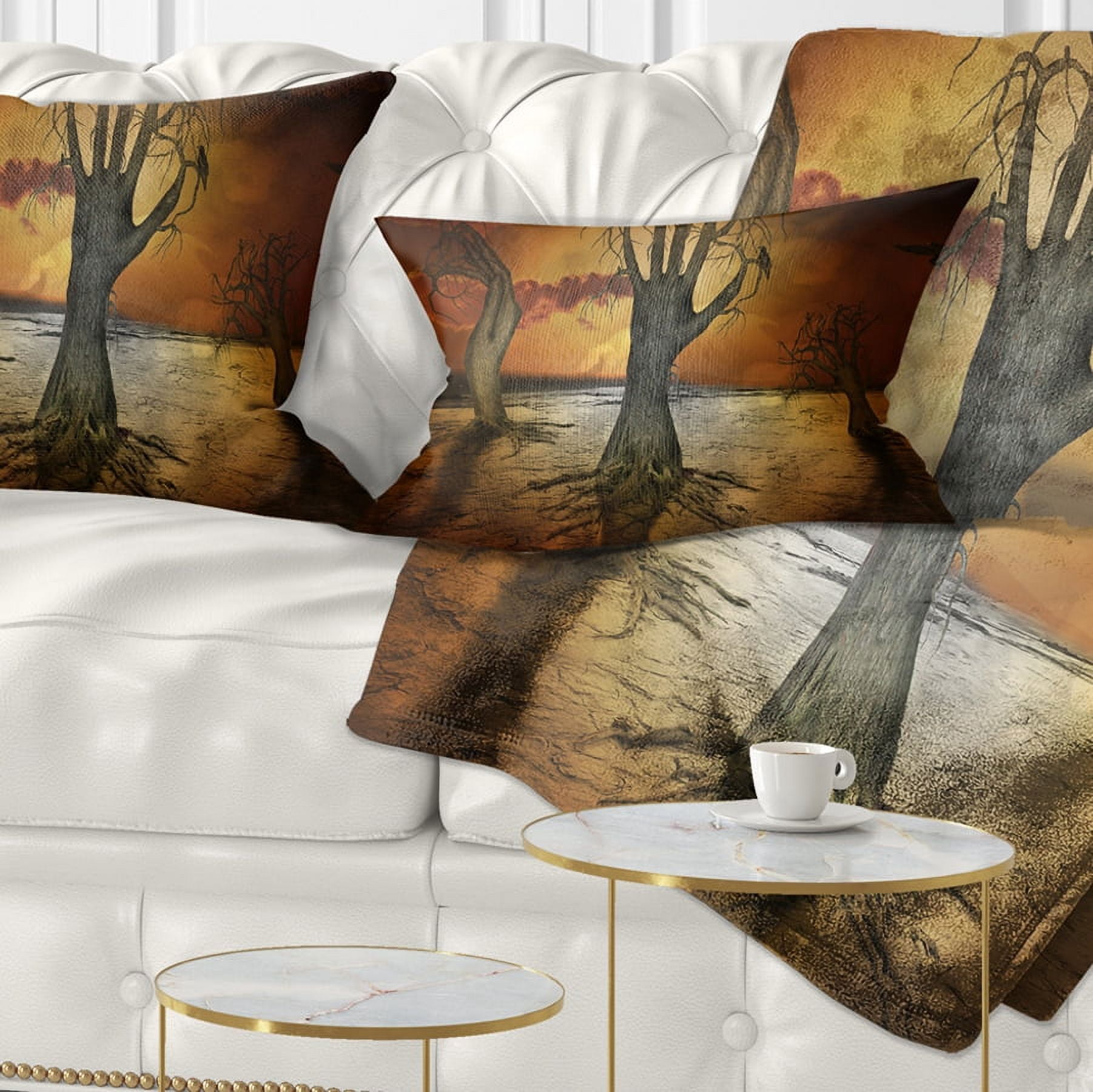Designart Storage Trees - Abstract Throw Pillow - 12x20