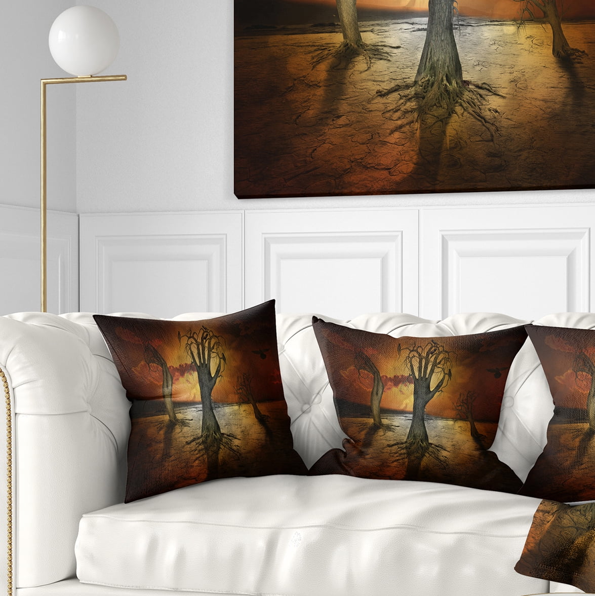Designart Storage Trees - Abstract Throw Pillow - 16x16