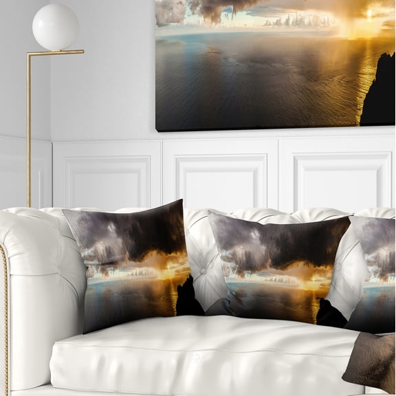 Designart Storm Dark Could at Sunset - Landscape Photography Throw Pillow - 18x18